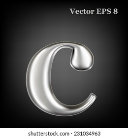 Símbolo vector de minúscula del alfabeto metálico - c