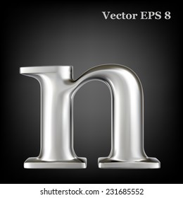 Metal alphabet lowercase vector symbol - n