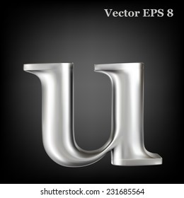 Metal alphabet lowercase vector symbol - u