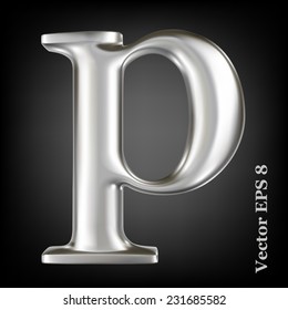 Metalalphabet, Kleinbuchstaben, Vektorsymbol - p