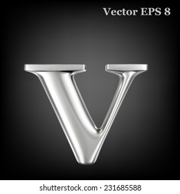 Símbolo vector de minúscula del alfabeto metálico - v