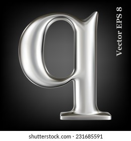 Metal alphabet lowercase vector symbol - q