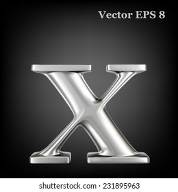Metal alphabet lowercase vector symbol - x