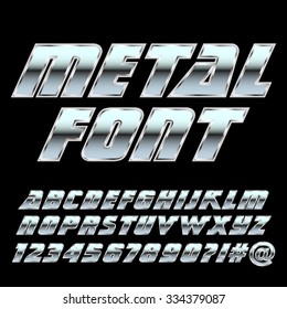 Metal Alphabet And Symbols Typeface . Vector Eps10.