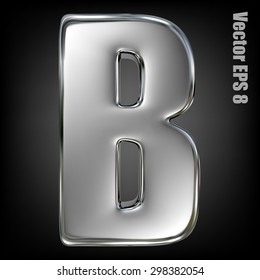 Metal alphabet vector symbol - B. Eps 8 using mesh.