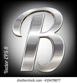 Metal alphabet vector symbol - B. Eps 8 using mesh.