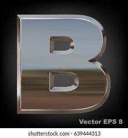 Metal alphabet vector symbol - B. Eps 8 using mesh.