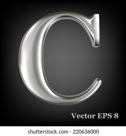 Metal alphabet vector symbol - C