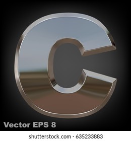 Símbolo vector del alfabeto metálico - C. Eps 8 utilizando malla.