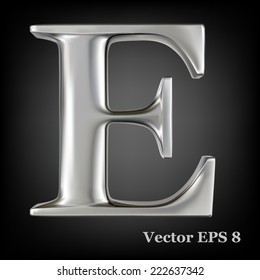 Metal alphabet vector symbol - E