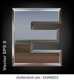Metal alphabet vector symbol - E. Eps 8 using mesh.