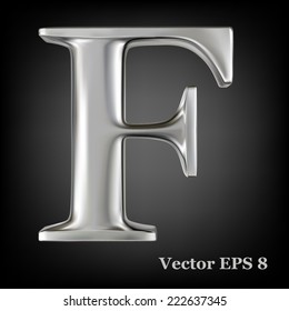 Metal alphabet vector symbol - F