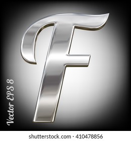 Metal alphabet vector symbol - F. Eps 8 using mesh.
