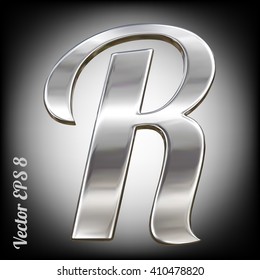 Metal alphabet vector symbol - R. Eps 8 using mesh.