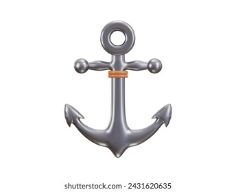 icono de anclaje de metal ilustración vectorial de renderizado 3d