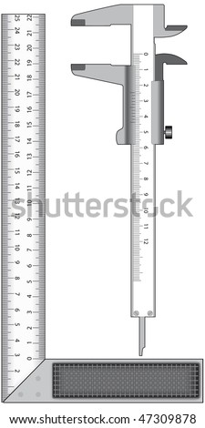 Metal angle and calliper on a white background