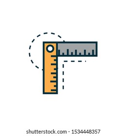 metal angle ruler work tools engineering icon vector illustration