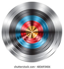 Metal archery target on white background vector illustration.