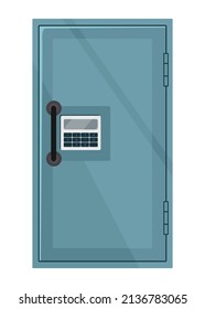 Metal armored safe door. Reliable data protection. Deposit box icon. Protection of personal information. Bank vault door