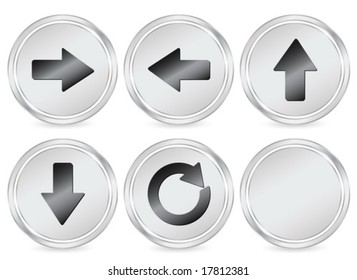 Metal arrow circle icon set. Vector illustration.