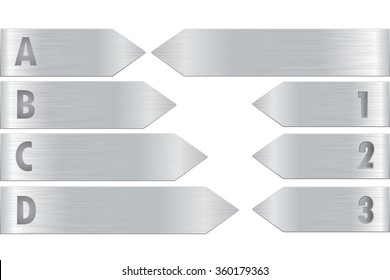 Metal arrow. Energy efficiency label. Vector illustration isolated on white background.