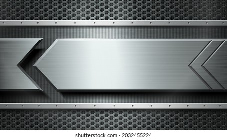 Metal arrow with industrial background.Vector illustration.