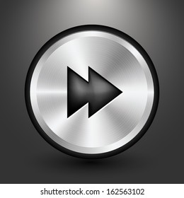 Metal audio button icon design, Vector image on grey background.