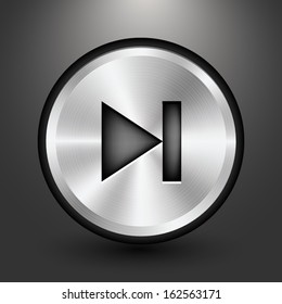 Metal audio button icon design, Vector image on grey background.