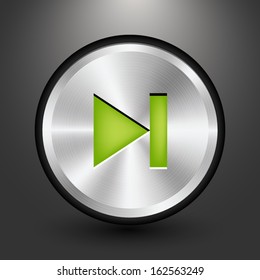 Metal audio button icon design, Vector image on grey background.