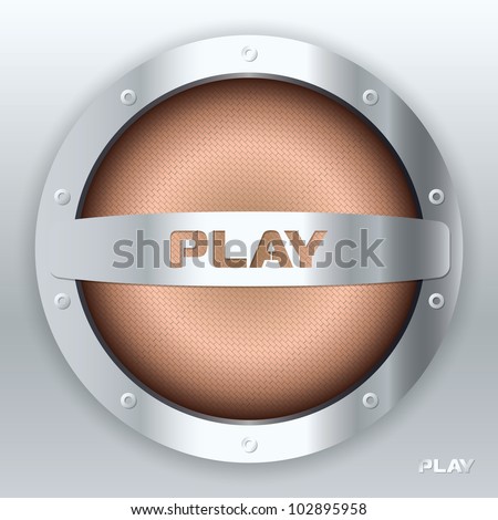 Metal audio speaker. Play