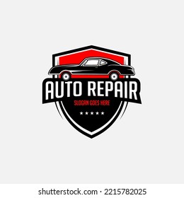 metal automotive Repair and service logo premium Vector, best for car shop,garage, spare parts logo badge