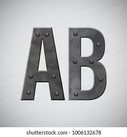 Metal A B symbols with bolts. Vector illustration.