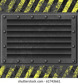 A Metal Background with Air Duct  and Rivets