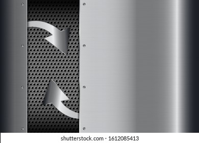 Metal background with arrow shape technology concept.Layout for banner, business, presentations, flyers, posters.Vector illustration.Eps10 