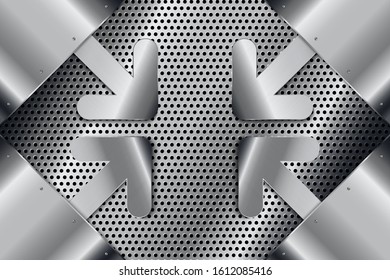 Metal background with arrow shape technology concept.Layout for banner, business, presentations, flyers, posters.Vector illustration.Eps10 