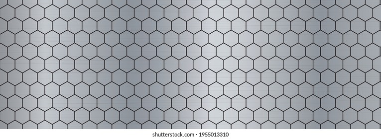 Metal Background And Black Hexagon