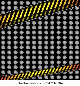 metal background with caution line