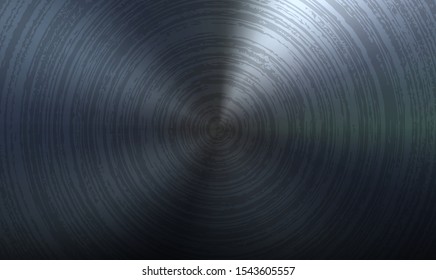 Metal background with dark realistic circular brushed texture. Heavy industrial design. Technology backdrop