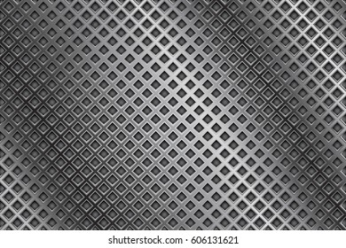 Metal background. With diamond holes. Vector 3d illustration