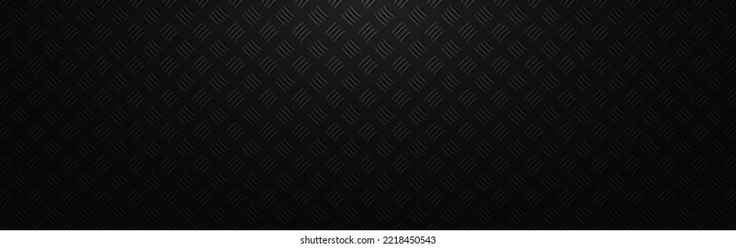 Metal background. Diamond plate texture. Black shiny steel. Futuristic dark material. Metal sheet backdrop. Industrial grunge wallpaper. Vector illustration.