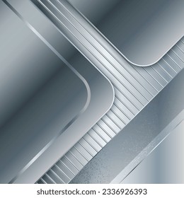 Metal background with different textures and orange line. Art deco background with lines and surfaces