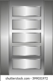 metal background with five metallic banners