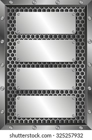 metal background with four plaques