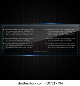 Metal background with glass frame for your text. Vector