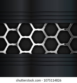 Metal Background. Hexagonal, Honey Comb Stainless Steel Mesh. Vector Illustration