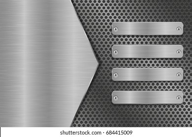 Metal background with long riveted plates. Vector 3d illustration