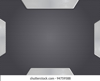 Metal Background with Opened Doors. Vector Template. EPS8