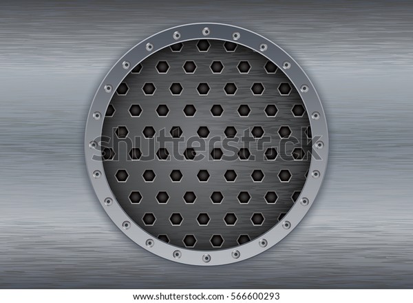 Metal Background Perforated Circle Vector 3d Stock Vector (Royalty Free ...