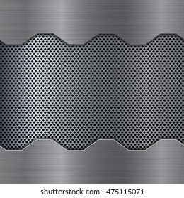 Metal background with perforation. Vector illustration