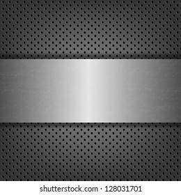 Metal Background With Metal Plate With Gradient Mesh, Vector Illustration